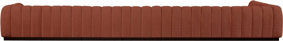 Meridian Furniture - Quinn 229" Chenille Fabric Upholstered 8 Piece Modular Sectional - 124Cognac-Sec8B - GreatFurnitureDeal