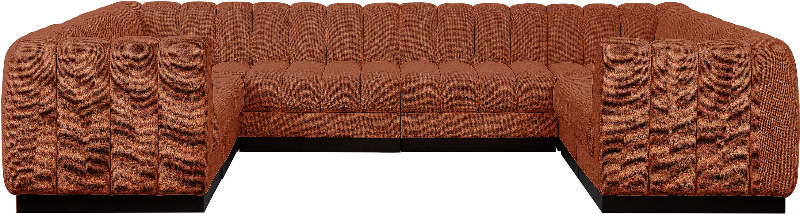 Meridian Furniture - Quinn 133" Chenille Fabric Upholstered 8 Piece Modular Sectional - 124Cognac-Sec8C - GreatFurnitureDeal