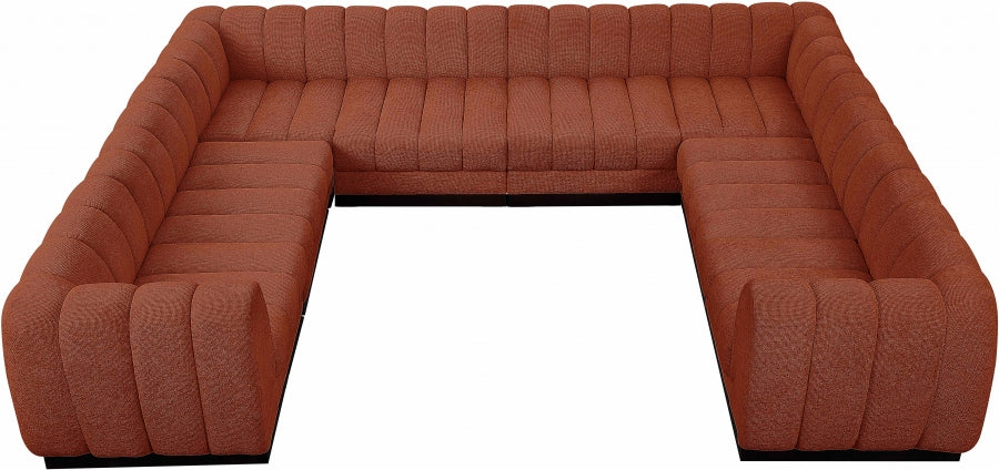 Meridian Furniture - Quinn 133" Chenille Fabric Upholstered 8 Piece Modular Sectional - 124Cognac-Sec8C - GreatFurnitureDeal