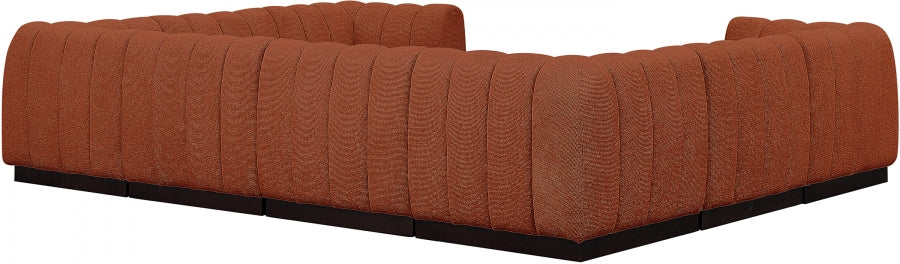 Meridian Furniture - Quinn 133" Chenille Fabric Upholstered 8 Piece Modular Sectional - 124Cognac-Sec8C - GreatFurnitureDeal