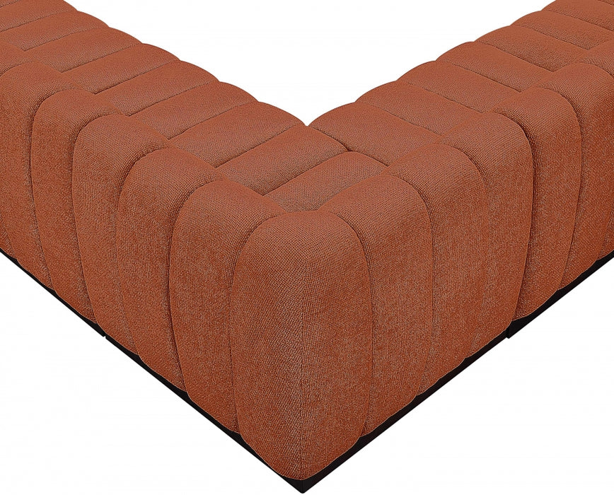 Meridian Furniture - Quinn 133" Chenille Fabric Upholstered 8 Piece Modular Sectional - 124Cognac-Sec8C - GreatFurnitureDeal