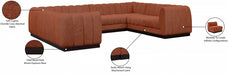 Meridian Furniture - Quinn 133" Chenille Fabric Upholstered 8 Piece Modular Sectional - 124Cognac-Sec8C - GreatFurnitureDeal