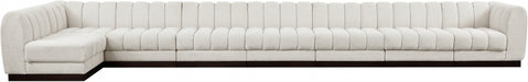 Meridian Furniture - Quinn 229" Chenille Fabric Upholstered 8 Piece Modular Sectional - 124Cream-Sec8B - GreatFurnitureDeal