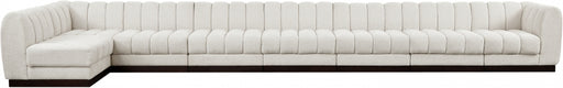 Meridian Furniture - Quinn 229" Chenille Fabric Upholstered 8 Piece Modular Sectional - 124Cream-Sec8B - GreatFurnitureDeal