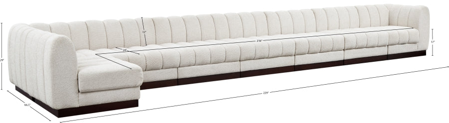 Meridian Furniture - Quinn 229" Chenille Fabric Upholstered 8 Piece Modular Sectional - 124Cream-Sec8B - GreatFurnitureDeal
