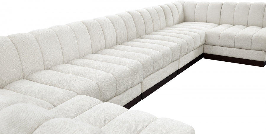 Meridian Furniture - Quinn 133" Chenille Fabric Upholstered 8 Piece Modular Sectional - 124Cream-Sec8C - GreatFurnitureDeal