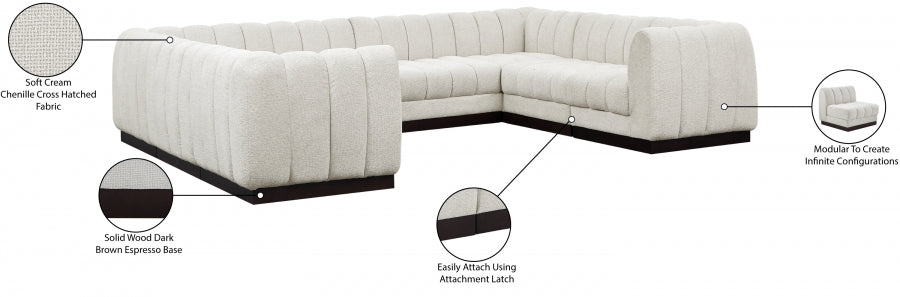 Meridian Furniture - Quinn 133" Chenille Fabric Upholstered 8 Piece Modular Sectional - 124Cream-Sec8C - GreatFurnitureDeal