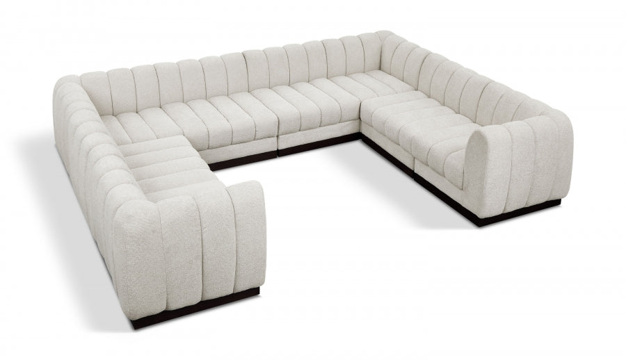 Meridian Furniture - Quinn 133" Chenille Fabric Upholstered 8 Piece Modular Sectional - 124Cream-Sec8C - GreatFurnitureDeal