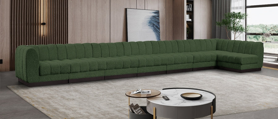 Meridian Furniture - Quinn 229" Chenille Fabric Upholstered 8 Piece Modular Sectional - 124Green-Sec8B - GreatFurnitureDeal