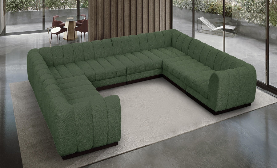 Meridian Furniture - Quinn 133" Chenille Fabric Upholstered 8 Piece Modular Sectional - 124Green-Sec8C - GreatFurnitureDeal