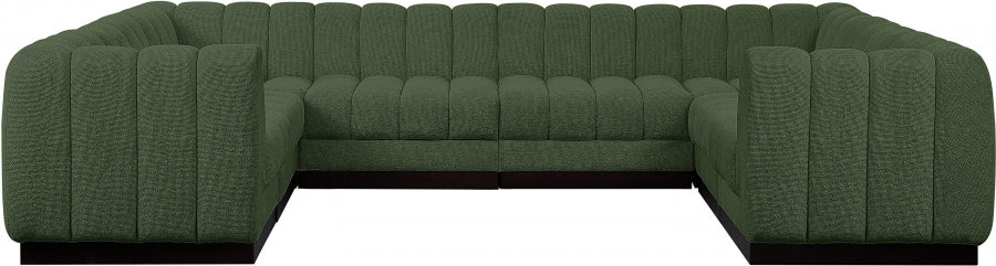 Meridian Furniture - Quinn 133" Chenille Fabric Upholstered 8 Piece Modular Sectional - 124Green-Sec8C - GreatFurnitureDeal