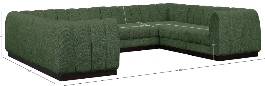 Meridian Furniture - Quinn 133" Chenille Fabric Upholstered 8 Piece Modular Sectional - 124Green-Sec8C - GreatFurnitureDeal