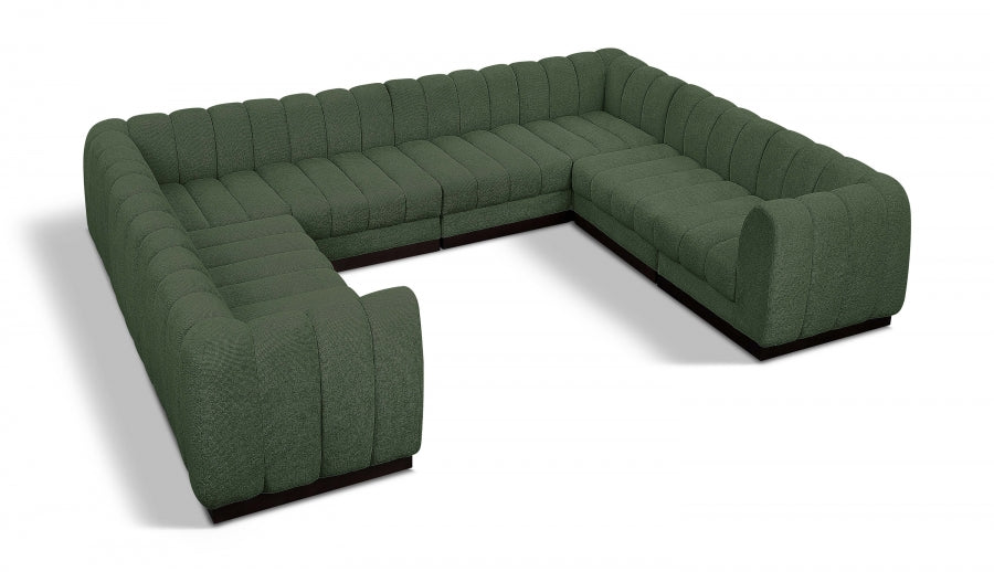 Meridian Furniture - Quinn 133" Chenille Fabric Upholstered 8 Piece Modular Sectional - 124Green-Sec8C - GreatFurnitureDeal