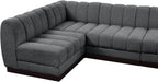 Meridian Furniture - Quinn 165" Chenille Fabric Upholstered 6 Piece Modular Sectional - 124Grey-Sec6B - GreatFurnitureDeal