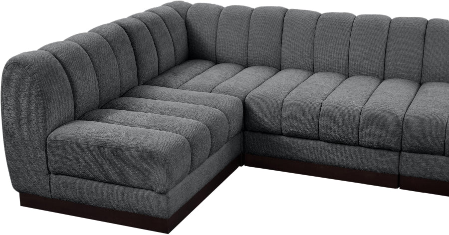 Meridian Furniture - Quinn 165" Chenille Fabric Upholstered 6 Piece Modular Sectional - 124Grey-Sec6B - GreatFurnitureDeal