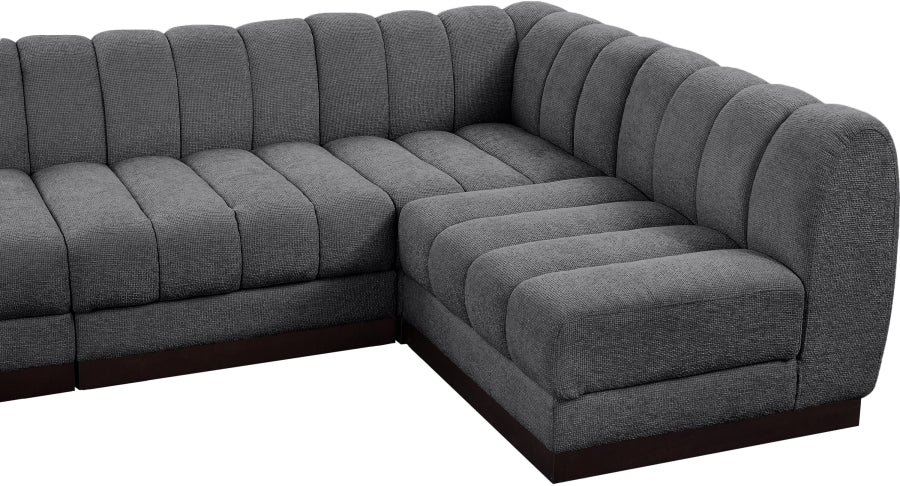 Meridian Furniture - Quinn 165" Chenille Fabric Upholstered 6 Piece Modular Sectional - 124Grey-Sec6B - GreatFurnitureDeal