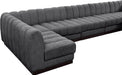 Meridian Furniture - Quinn 165" Chenille Fabric Upholstered 6 Piece Modular Sectional - 124Grey-Sec6B - GreatFurnitureDeal