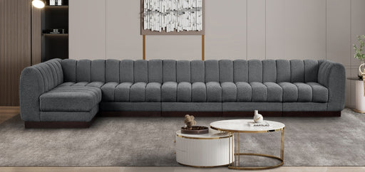 Meridian Furniture - Quinn 165" Chenille Fabric Upholstered 6 Piece Modular Sectional - 124Grey-Sec6B - GreatFurnitureDeal