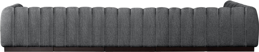 Meridian Furniture - Quinn 165" Chenille Fabric Upholstered 6 Piece Modular Sectional - 124Grey-Sec6B - GreatFurnitureDeal