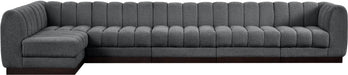 Meridian Furniture - Quinn 165" Chenille Fabric Upholstered 6 Piece Modular Sectional - 124Grey-Sec6B - GreatFurnitureDeal