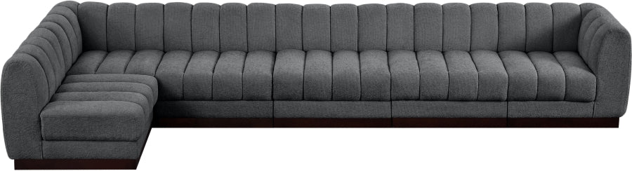 Meridian Furniture - Quinn 165" Chenille Fabric Upholstered 6 Piece Modular Sectional - 124Grey-Sec6B - GreatFurnitureDeal