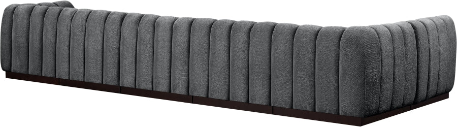 Meridian Furniture - Quinn 165" Chenille Fabric Upholstered 6 Piece Modular Sectional - 124Grey-Sec6B - GreatFurnitureDeal