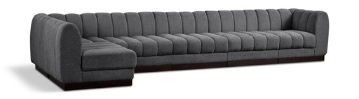 Meridian Furniture - Quinn 165" Chenille Fabric Upholstered 6 Piece Modular Sectional - 124Grey-Sec6B - GreatFurnitureDeal