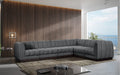 Meridian Furniture - Quinn 133" Chenille Fabric Upholstered 6 Piece Modular Sectional - 124Grey-Sec6C - GreatFurnitureDeal