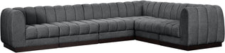Meridian Furniture - Quinn 133" Chenille Fabric Upholstered 6 Piece Modular Sectional - 124Grey-Sec6C - GreatFurnitureDeal