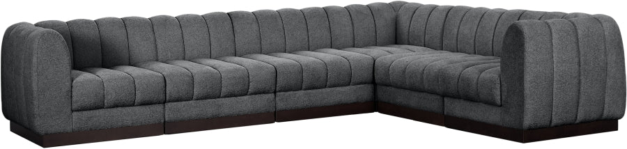 Meridian Furniture - Quinn 133" Chenille Fabric Upholstered 6 Piece Modular Sectional - 124Grey-Sec6C - GreatFurnitureDeal
