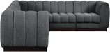 Meridian Furniture - Quinn 133" Chenille Fabric Upholstered 6 Piece Modular Sectional - 124Grey-Sec6C - GreatFurnitureDeal