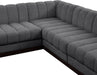 Meridian Furniture - Quinn 133" Chenille Fabric Upholstered 6 Piece Modular Sectional - 124Grey-Sec6C - GreatFurnitureDeal