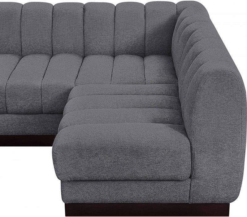 Meridian Furniture - Quinn 229" Chenille Fabric Upholstered 8 Piece Modular Sectional - 124Grey-Sec8B - GreatFurnitureDeal