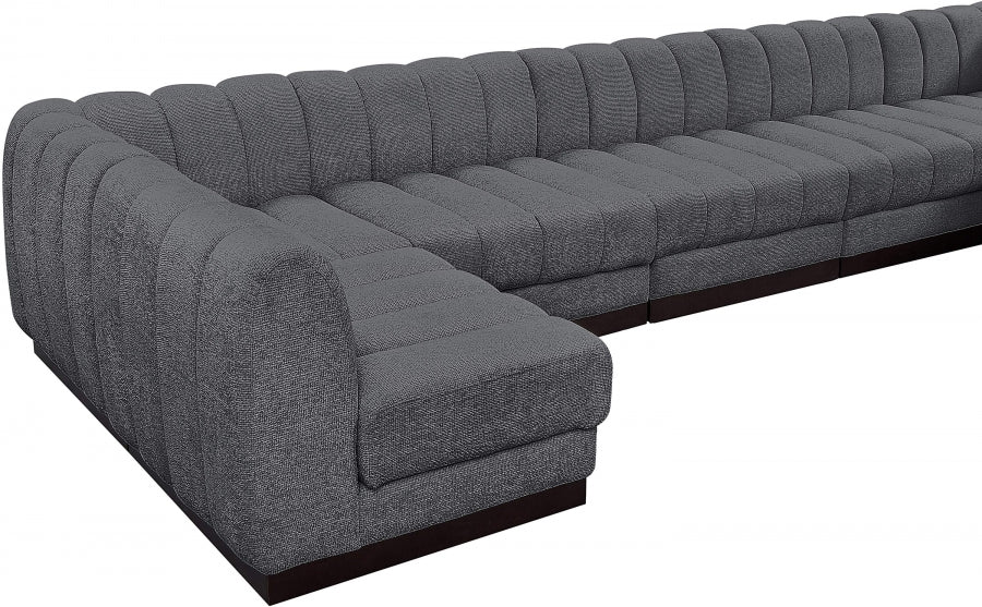 Meridian Furniture - Quinn 229" Chenille Fabric Upholstered 8 Piece Modular Sectional - 124Grey-Sec8B - GreatFurnitureDeal