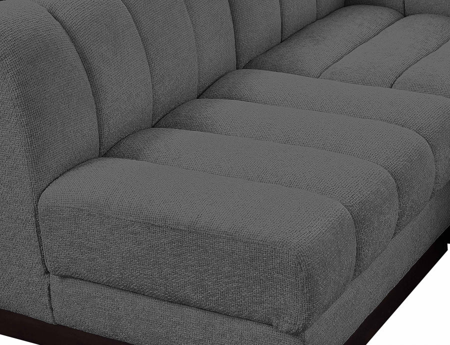 Meridian Furniture - Quinn 229" Chenille Fabric Upholstered 8 Piece Modular Sectional - 124Grey-Sec8B - GreatFurnitureDeal