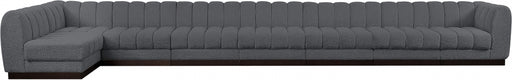 Meridian Furniture - Quinn 229" Chenille Fabric Upholstered 8 Piece Modular Sectional - 124Grey-Sec8B - GreatFurnitureDeal