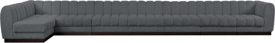 Meridian Furniture - Quinn 229" Chenille Fabric Upholstered 8 Piece Modular Sectional - 124Grey-Sec8B - GreatFurnitureDeal