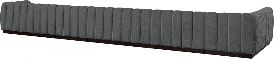 Meridian Furniture - Quinn 229" Chenille Fabric Upholstered 8 Piece Modular Sectional - 124Grey-Sec8B - GreatFurnitureDeal