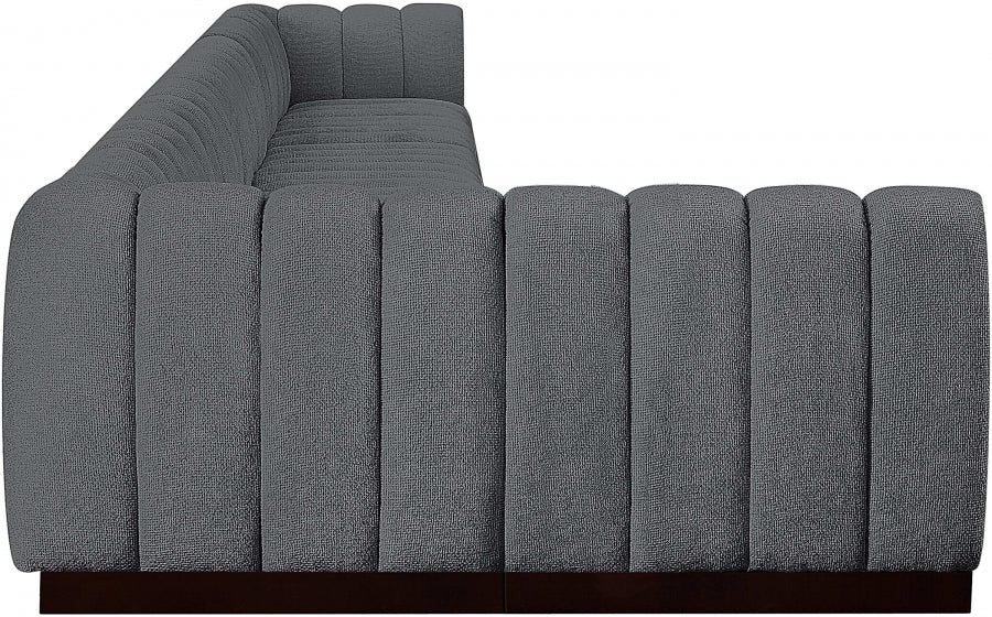 Meridian Furniture - Quinn 229" Chenille Fabric Upholstered 8 Piece Modular Sectional - 124Grey-Sec8B - GreatFurnitureDeal