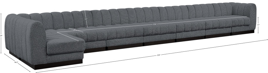 Meridian Furniture - Quinn 229" Chenille Fabric Upholstered 8 Piece Modular Sectional - 124Grey-Sec8B - GreatFurnitureDeal