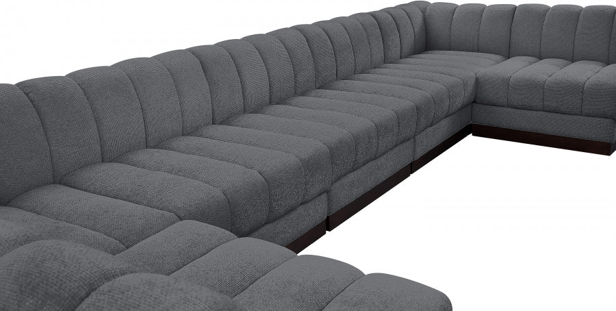 Meridian Furniture - Quinn 133" Chenille Fabric Upholstered 8 Piece Modular Sectional - 124Grey-Sec8C - GreatFurnitureDeal