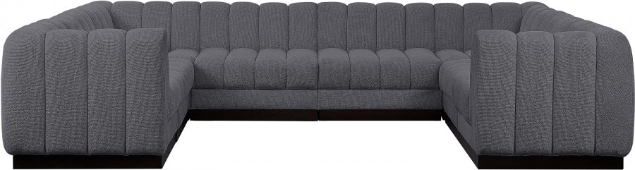 Meridian Furniture - Quinn 133" Chenille Fabric Upholstered 8 Piece Modular Sectional - 124Grey-Sec8C - GreatFurnitureDeal
