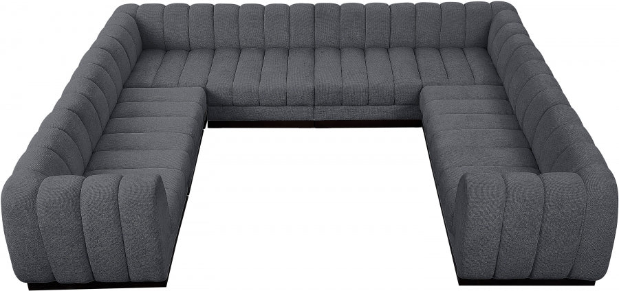 Meridian Furniture - Quinn 133" Chenille Fabric Upholstered 8 Piece Modular Sectional - 124Grey-Sec8C - GreatFurnitureDeal