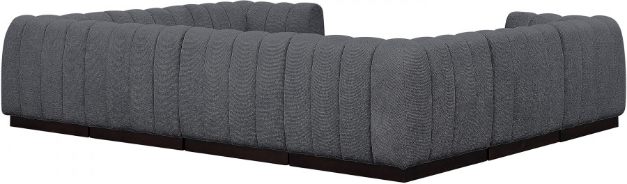 Meridian Furniture - Quinn 133" Chenille Fabric Upholstered 8 Piece Modular Sectional - 124Grey-Sec8C - GreatFurnitureDeal