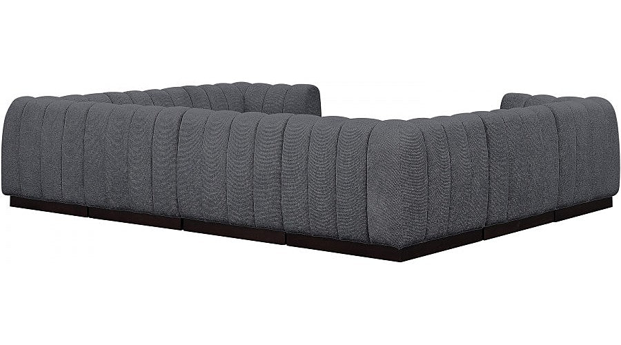 Meridian Furniture - Quinn 133" Chenille Fabric Upholstered 8 Piece Modular Sectional - 124Grey-Sec8C - GreatFurnitureDeal