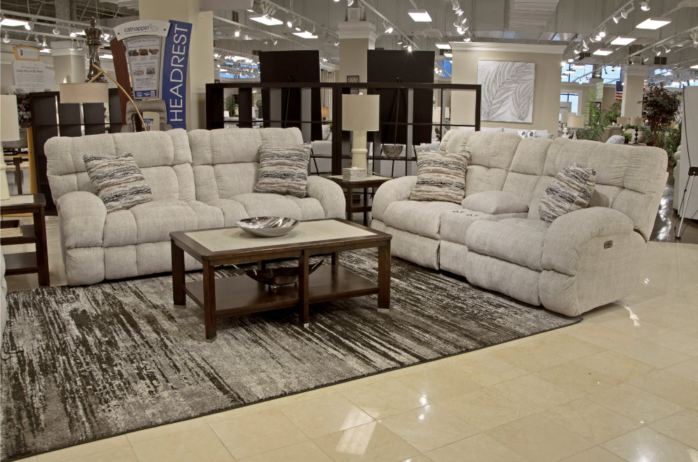 Catnapper - Ashland Power Lay Flat Reclining Console Loveseat in Buff/Zebra - 63599-ZEBRA - GreatFurnitureDeal