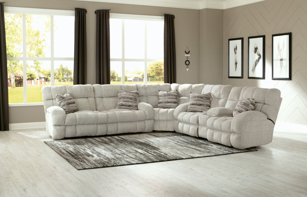 Catnapper - Ashland 3 Piece Lay Flat Reclining Sectional in Buff/Zebra - 3591-98-599-ZEBRA - GreatFurnitureDeal