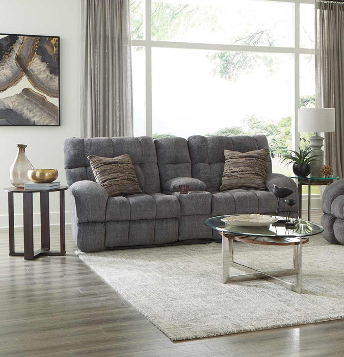 Catnapper - Ashland Lay Flat Reclining Console Loveseat in Granite/Night - 3599-NIGHT - GreatFurnitureDeal