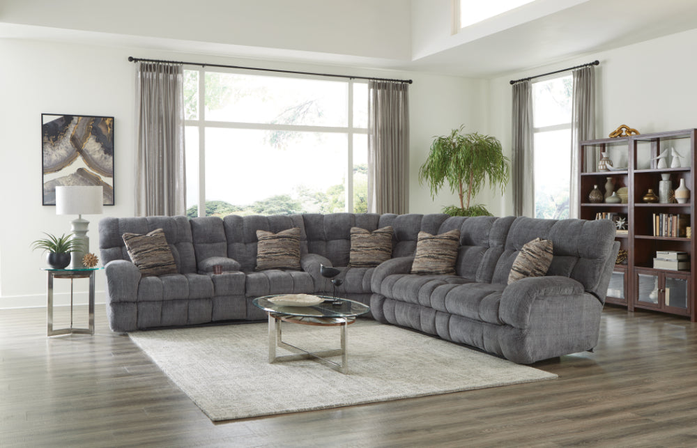 Catnapper - Ashland 3 Piece Lay Flat Reclining Sectional in Granite/Night - 3591-98-599-NIGHT - GreatFurnitureDeal