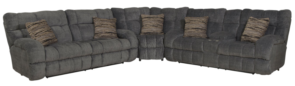 Catnapper - Ashland 3 Piece Power Lay Flat Reclining Sectional in Granite/Night - 63591-98-599-NIGHT - GreatFurnitureDeal